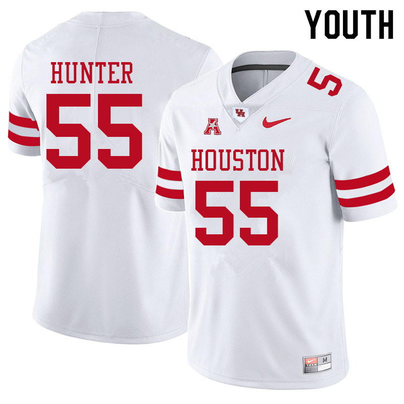 Youth #55 Demetrius Hunter Houston Cougars College Football Jerseys Sale-White - Click Image to Close